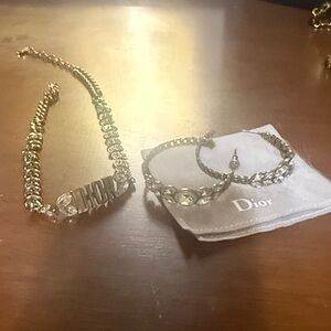 Dior Gold earrings and necklace Set for Women